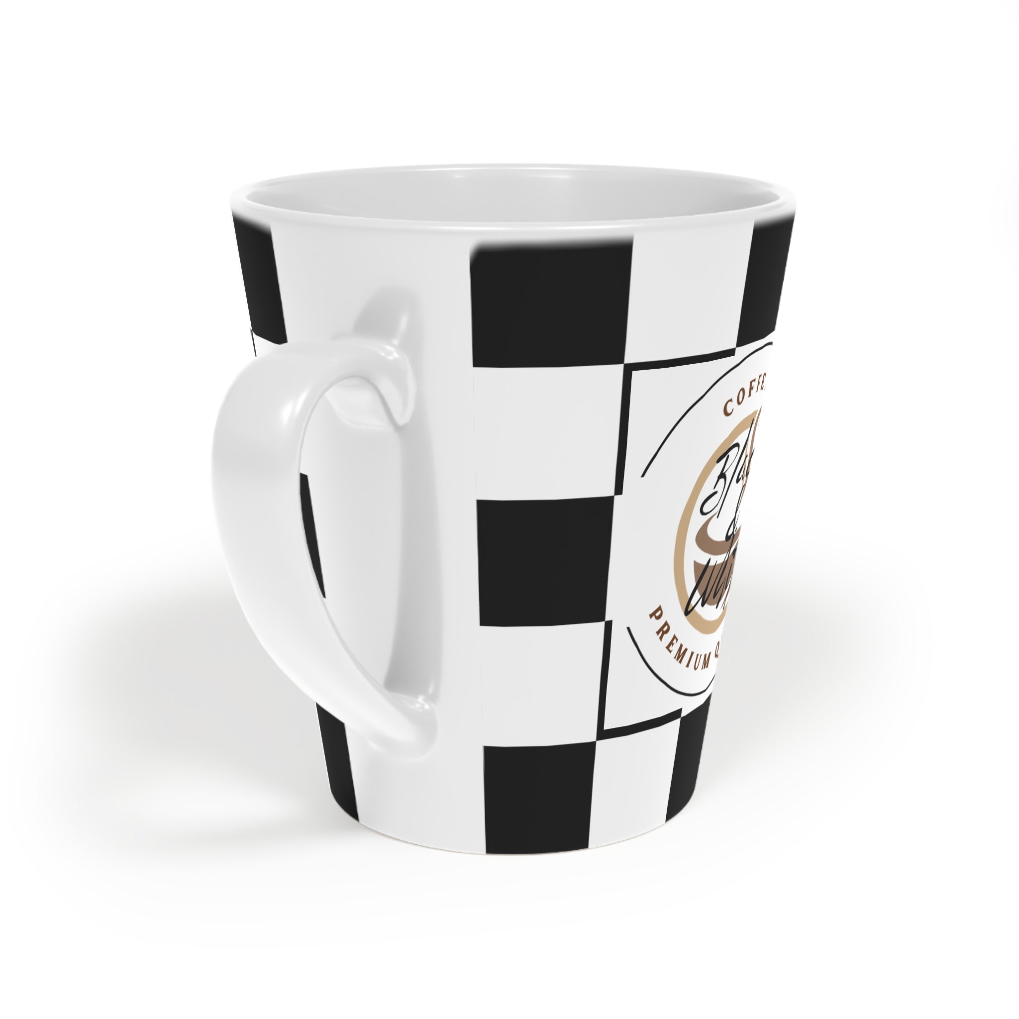 Checkered Latte Mug | 12oz Ceramic, Microwave & Dishwasher Safe