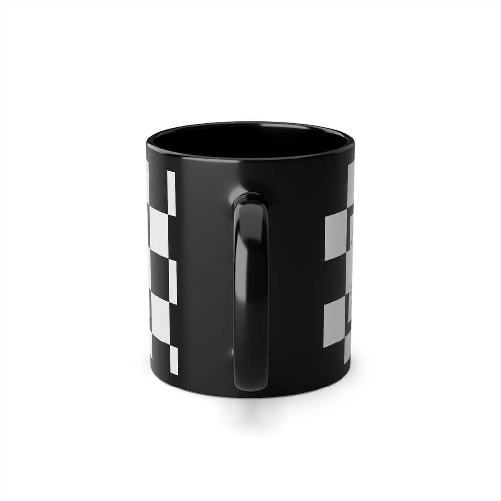 Checkered Black & White Coffee Mug | 11oz Ceramic Race Day Gift