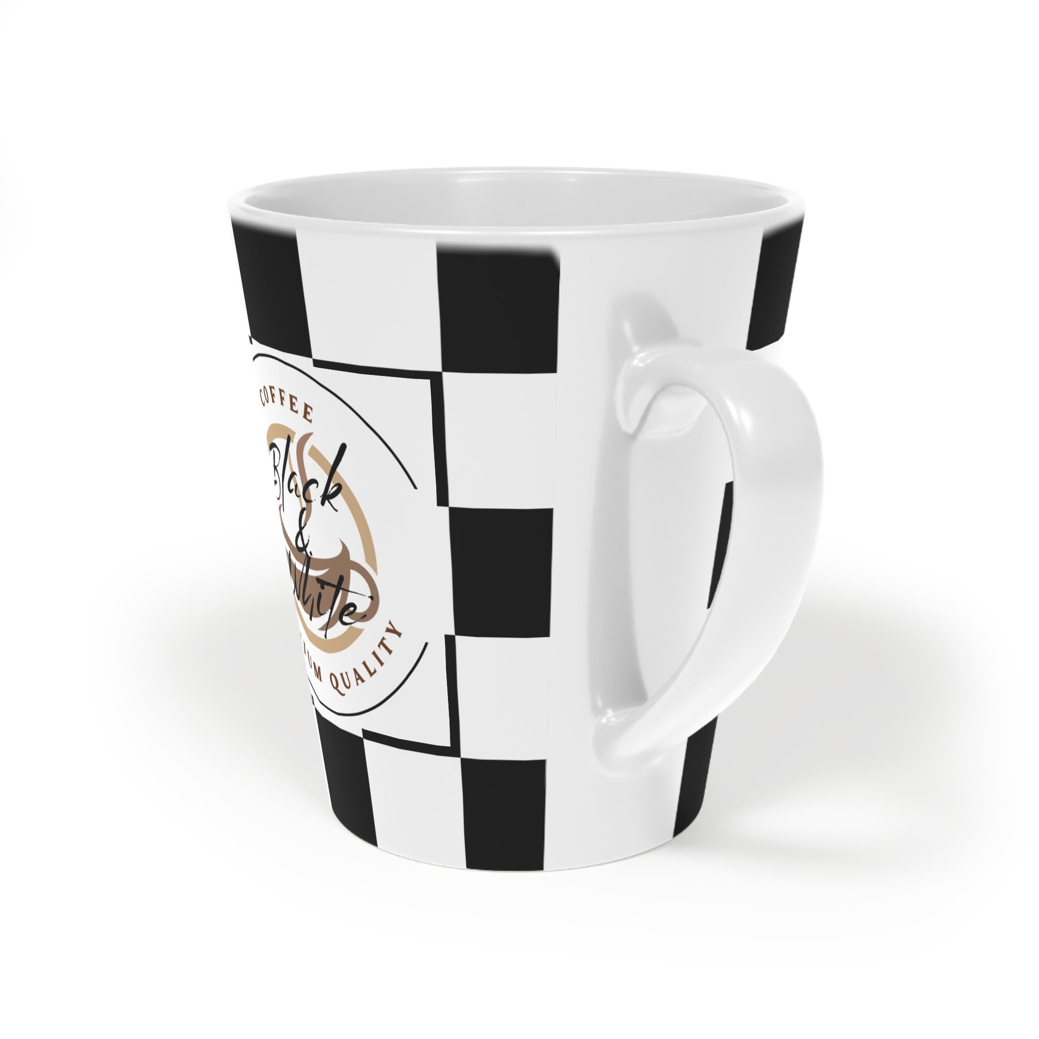 Checkered Latte Mug | 12oz Ceramic, Microwave & Dishwasher Safe
