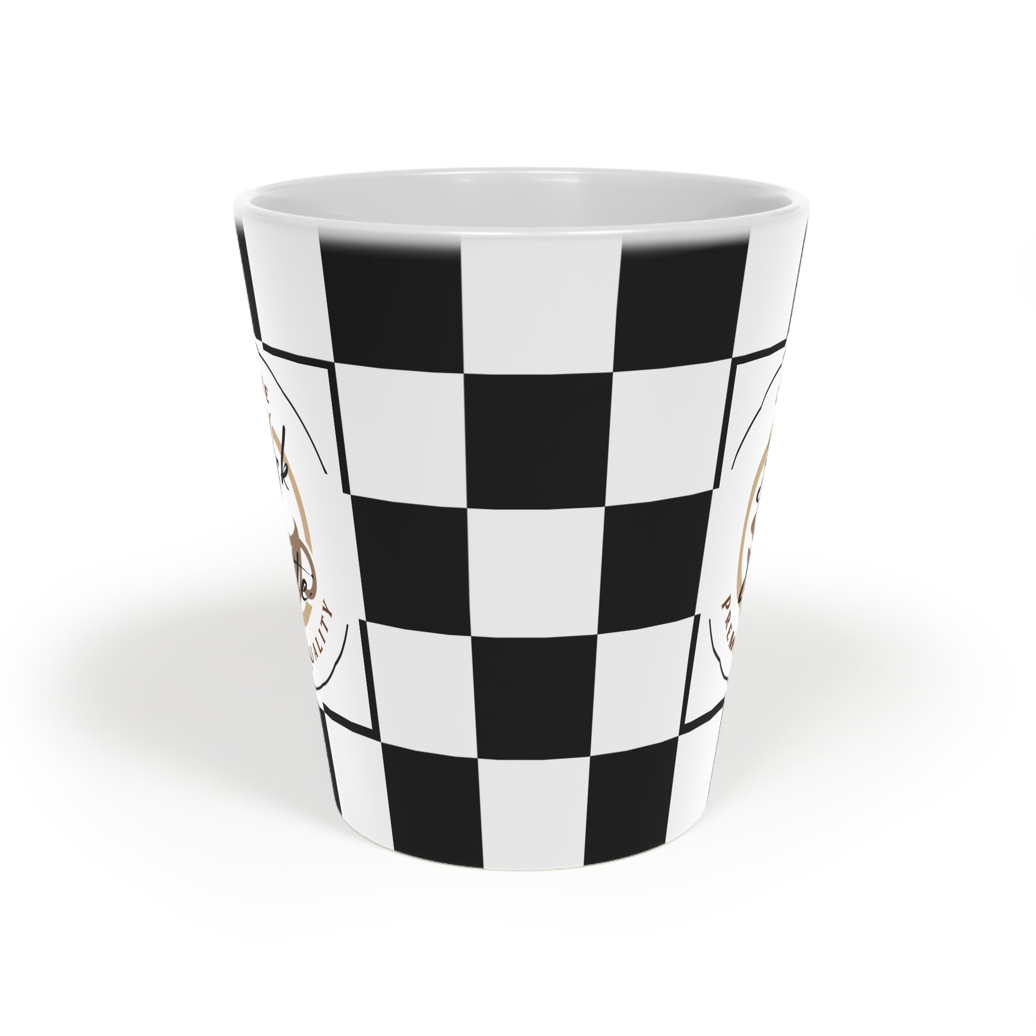 Checkered Latte Mug | 12oz Ceramic, Microwave & Dishwasher Safe