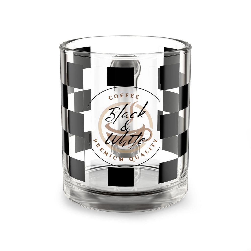Checkered Glass Coffee Mug | 10oz Clear Heat-Resistant Cup with Handle