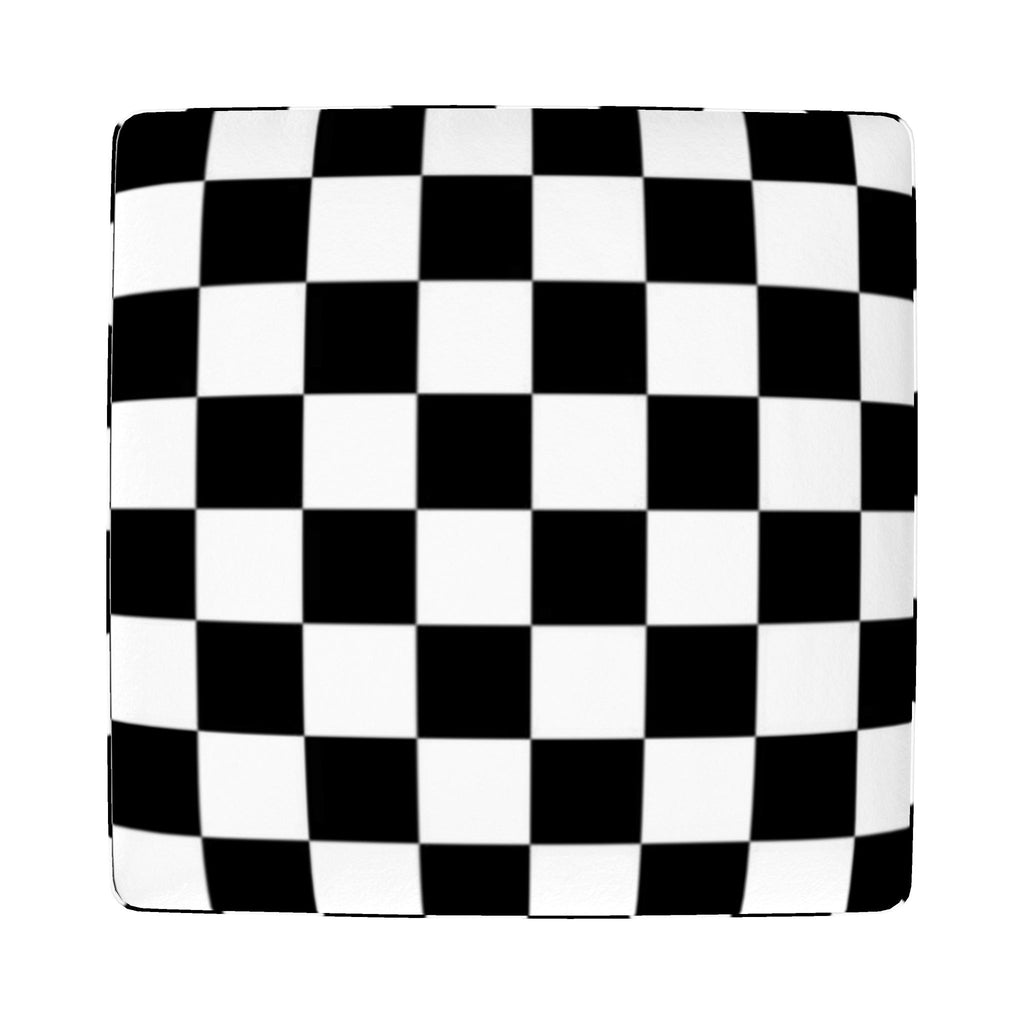 Black & White Checkered Footstool | Handmade Velour, Round, Square or Hexagonal