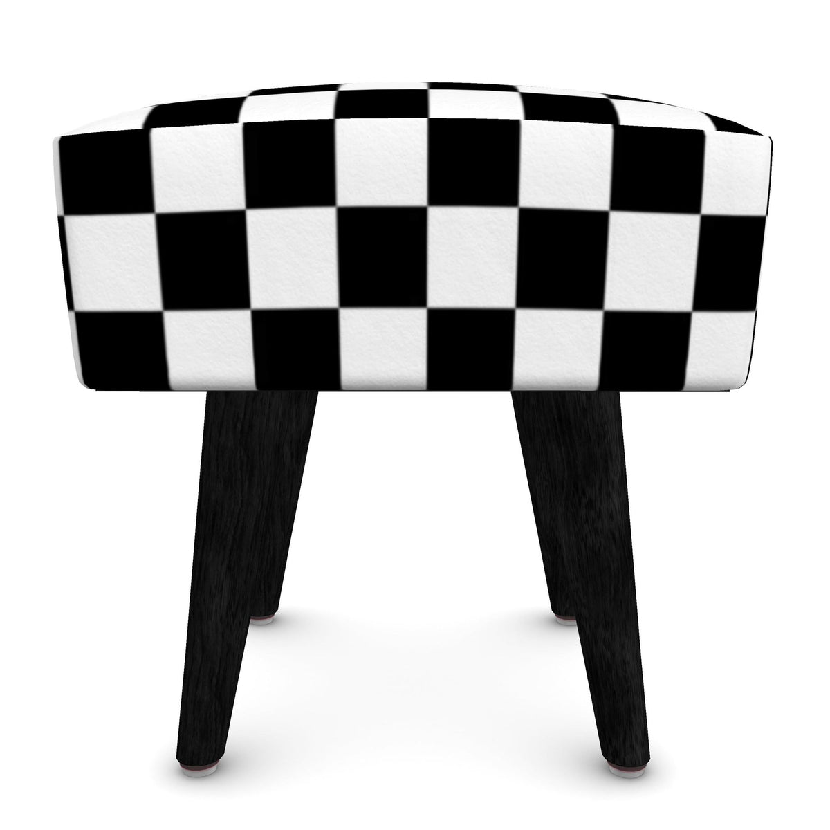 Black & White Checkered Footstool | Handmade Velour, Round, Square or Hexagonal