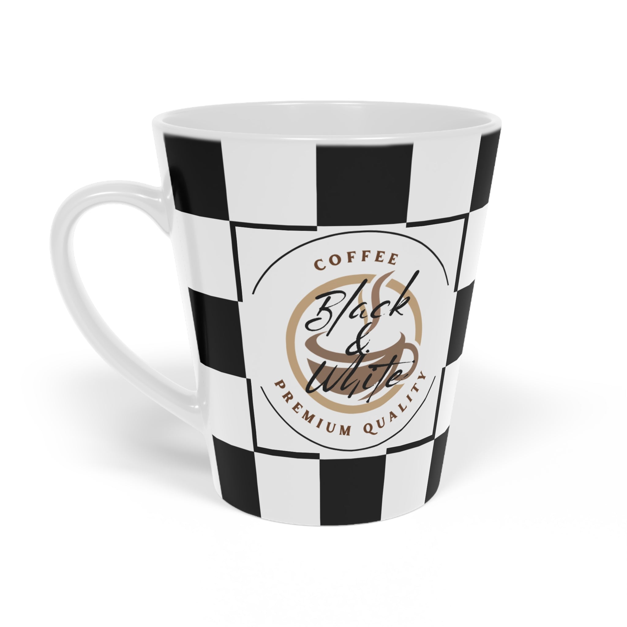 Checkered Latte Mug | 12oz Ceramic, Microwave & Dishwasher Safe