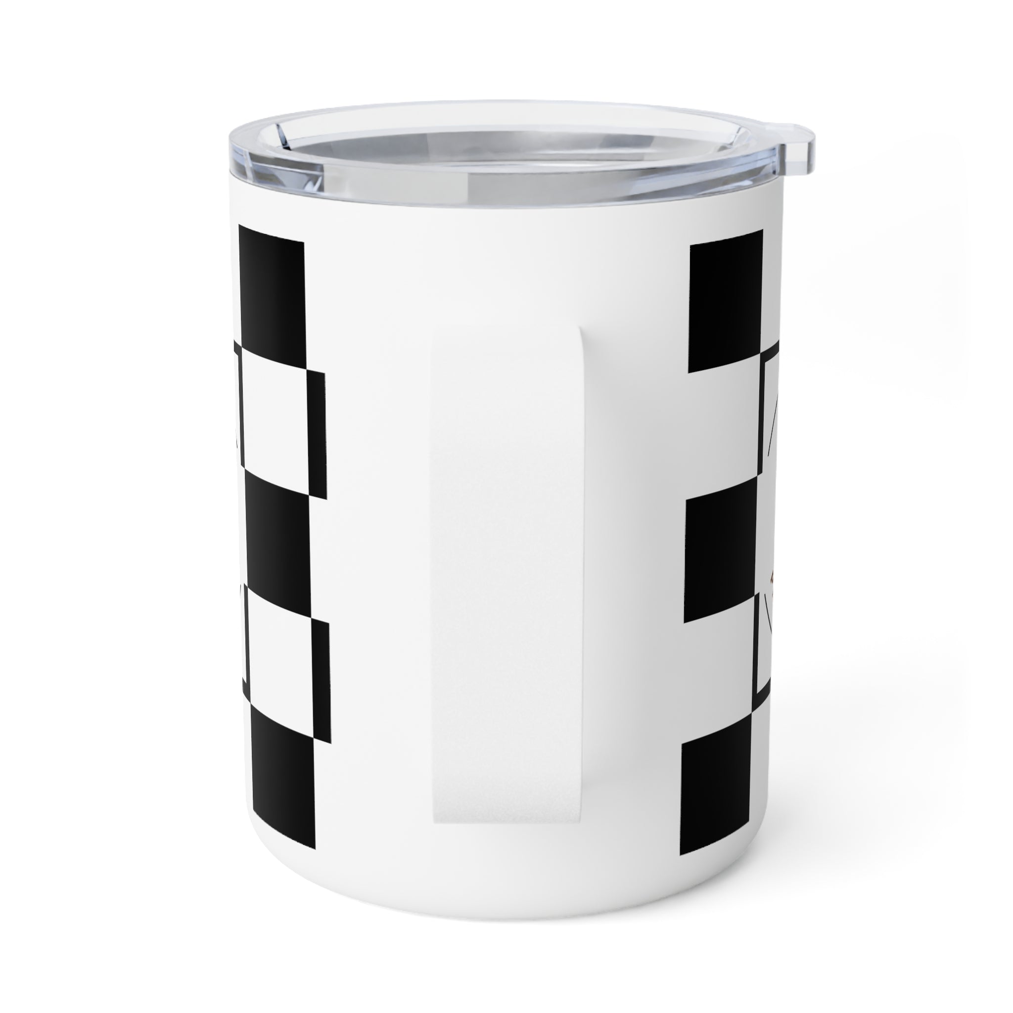 Checkered Insulated Coffee Mug | 10oz Stainless Steel, Spill-Resistant Lid