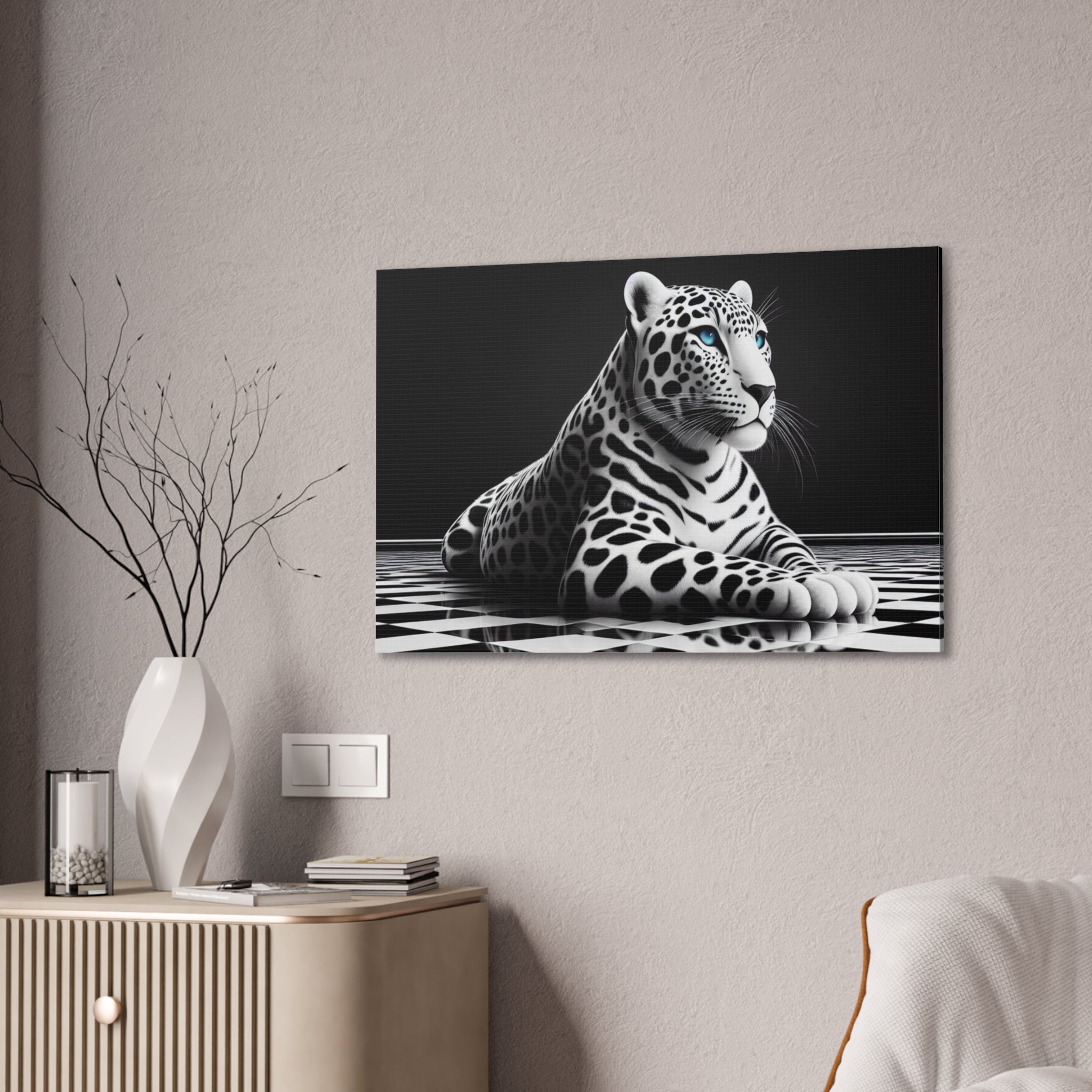 Elegant Leopard Canvas Art | Black & White Animal Wall Decor