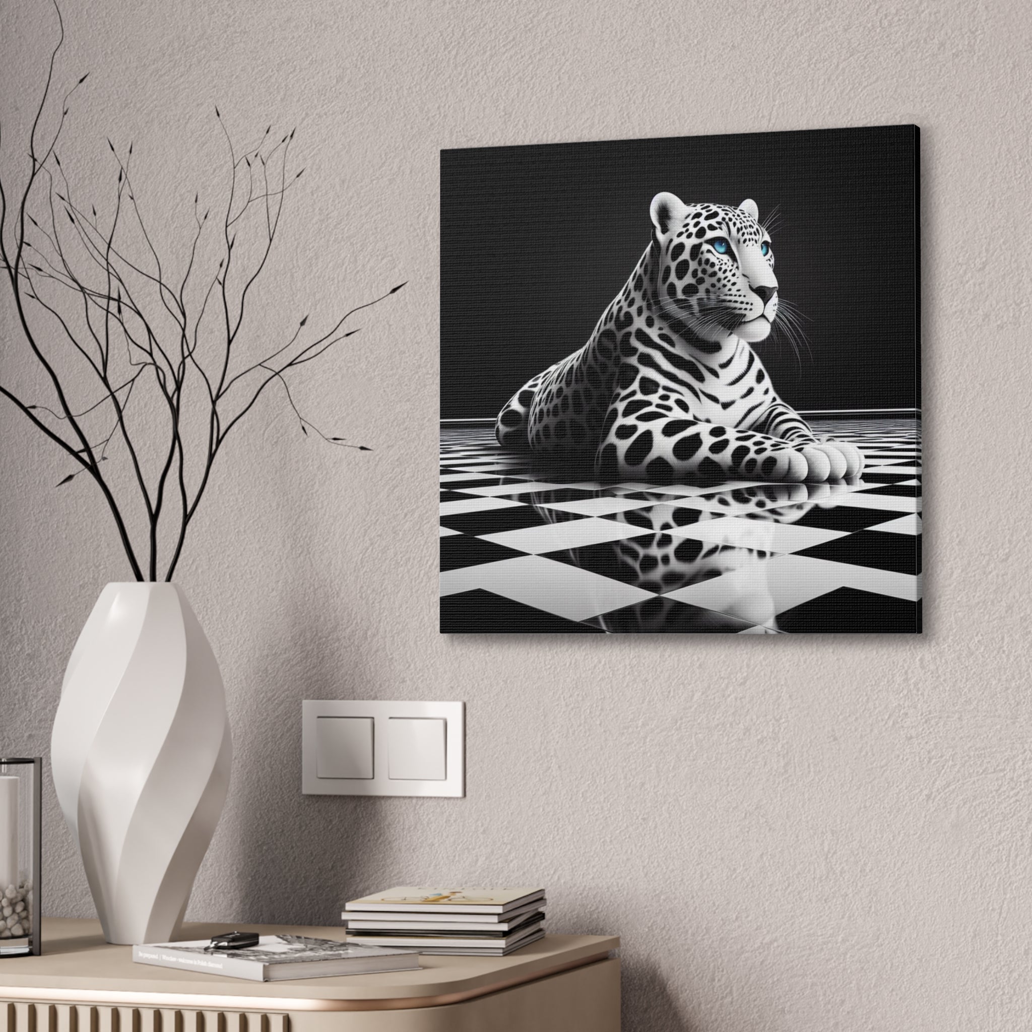 Elegant Leopard Canvas Art | Black & White Animal Wall Decor