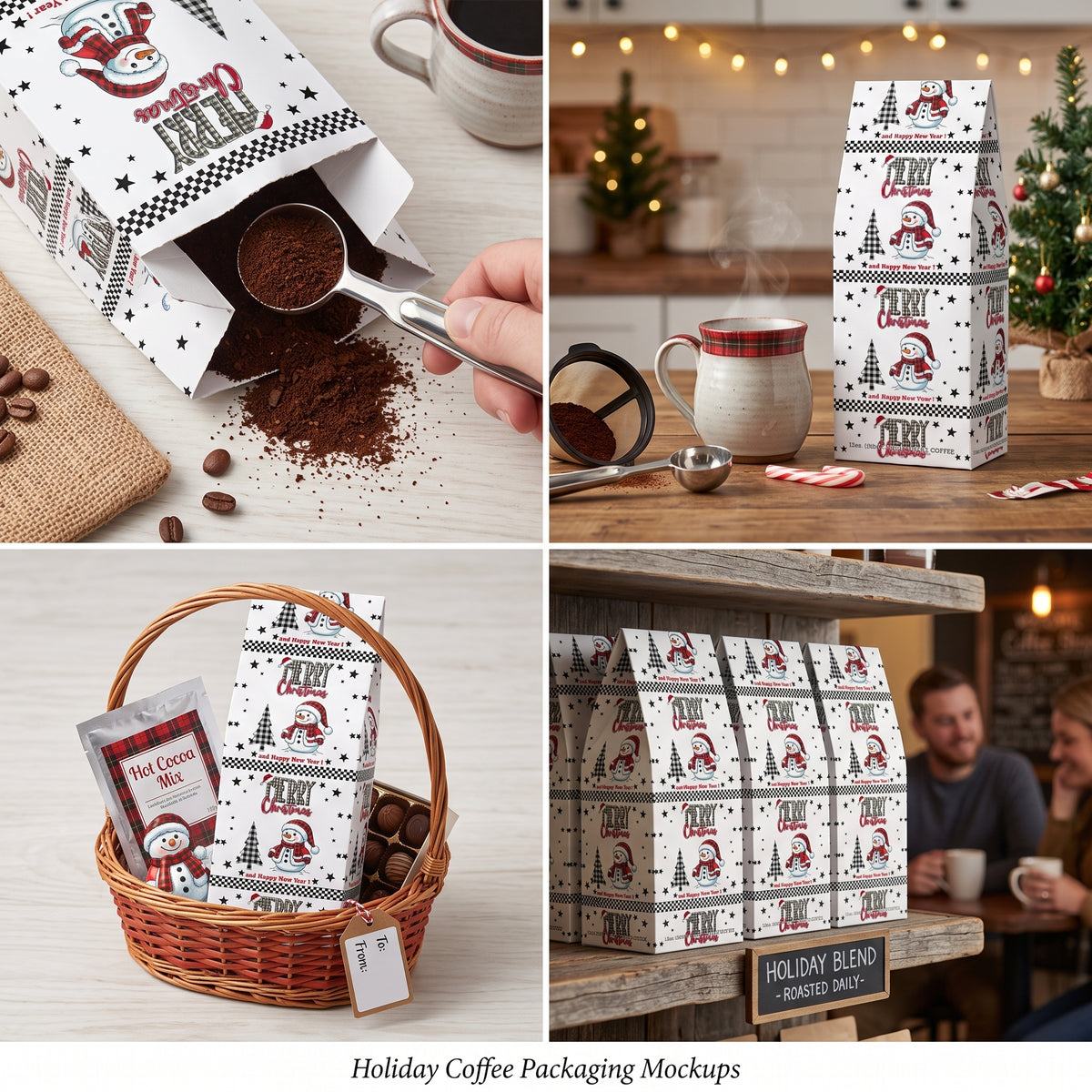 Christmas Snowman Roasted Coffee – Broken Top Blend, 12oz Gift for Coffee Lovers
