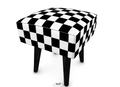Black & White Checkered Footstool | Handmade Velour, Round, Square or Hexagonal