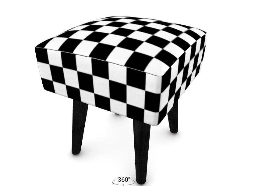 Black & White Checkered Footstool | Handmade Velour, Round, Square or Hexagonal