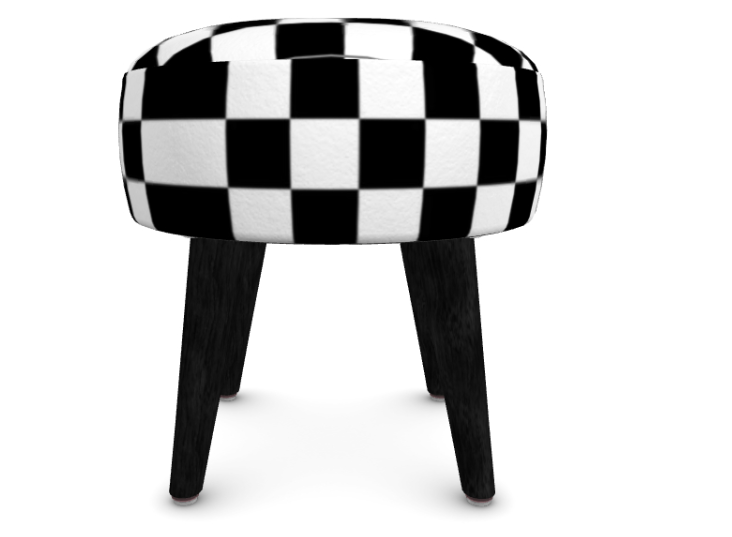 Black & White Checkered Footstool | Handmade Velour, Round, Square or Hexagonal