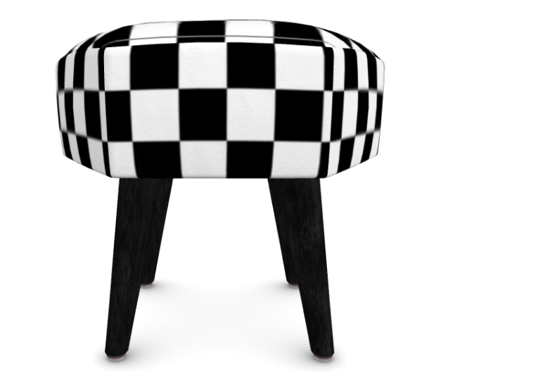 Black & White Checkered Footstool | Handmade Velour, Round, Square or Hexagonal