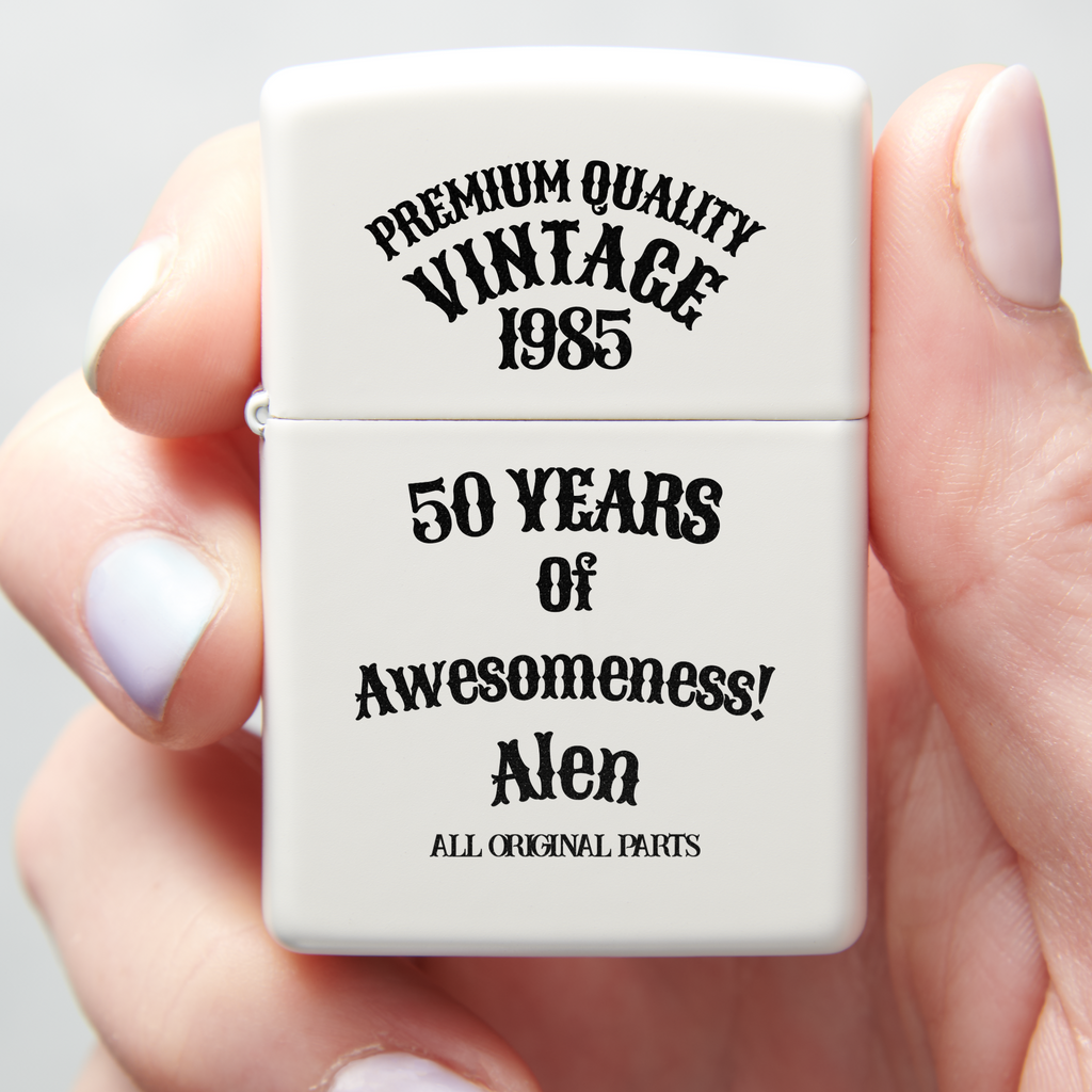 Aged To Perfection Personalized Zippo Lighter | Vintage Birthday Gift, 3 Finishes
