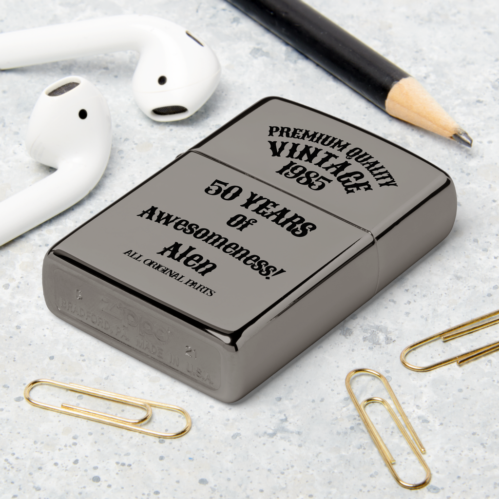 Aged To Perfection Personalized Zippo Lighter | Vintage Birthday Gift, 3 Finishes