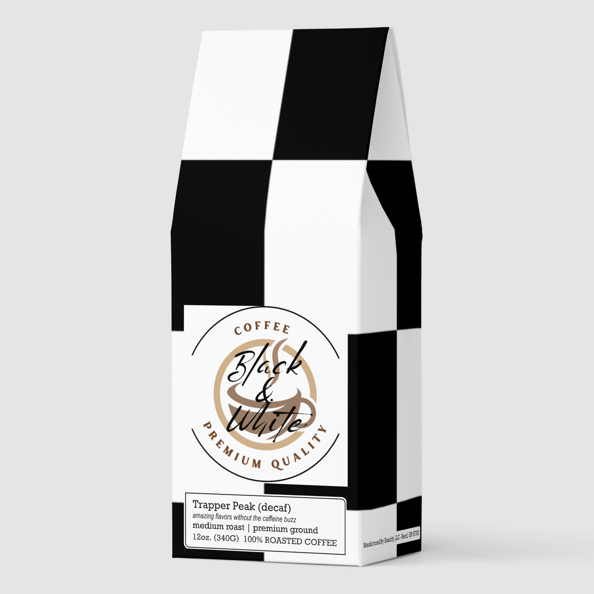 Black & White Coffee | Trapper Peak Decaf, 12oz Specialty Decaf Roast