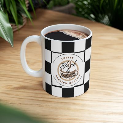 Checkered Ceramic Coffee Mug | 11oz & 15oz, Microwave & Dishwasher Safe