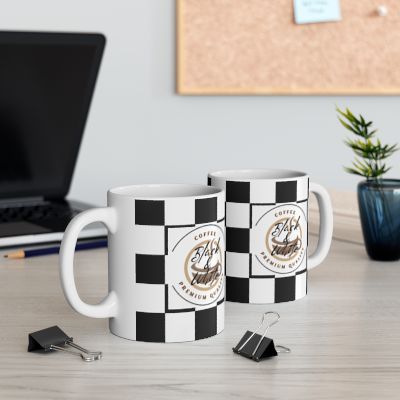 Checkered Ceramic Coffee Mug | 11oz & 15oz, Microwave & Dishwasher Safe