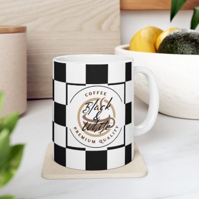 Checkered Ceramic Coffee Mug | 11oz & 15oz, Microwave & Dishwasher Safe