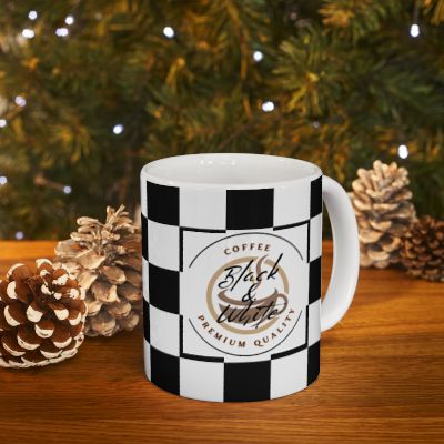 Checkered Ceramic Coffee Mug | 11oz & 15oz, Microwave & Dishwasher Safe
