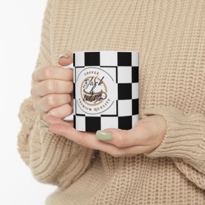 Checkered Ceramic Coffee Mug | 11oz & 15oz, Microwave & Dishwasher Safe