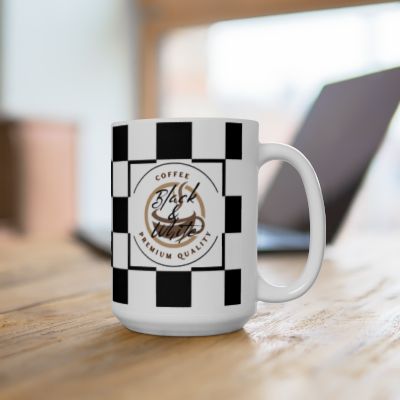 Checkered Ceramic Coffee Mug | 11oz & 15oz, Microwave & Dishwasher Safe