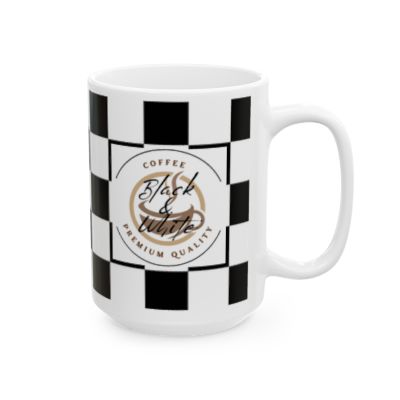 Checkered Ceramic Coffee Mug | 11oz & 15oz, Microwave & Dishwasher Safe