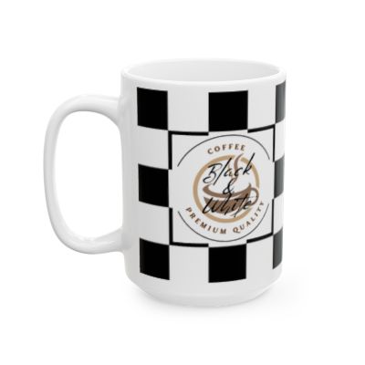 Checkered Ceramic Coffee Mug | 11oz & 15oz, Microwave & Dishwasher Safe