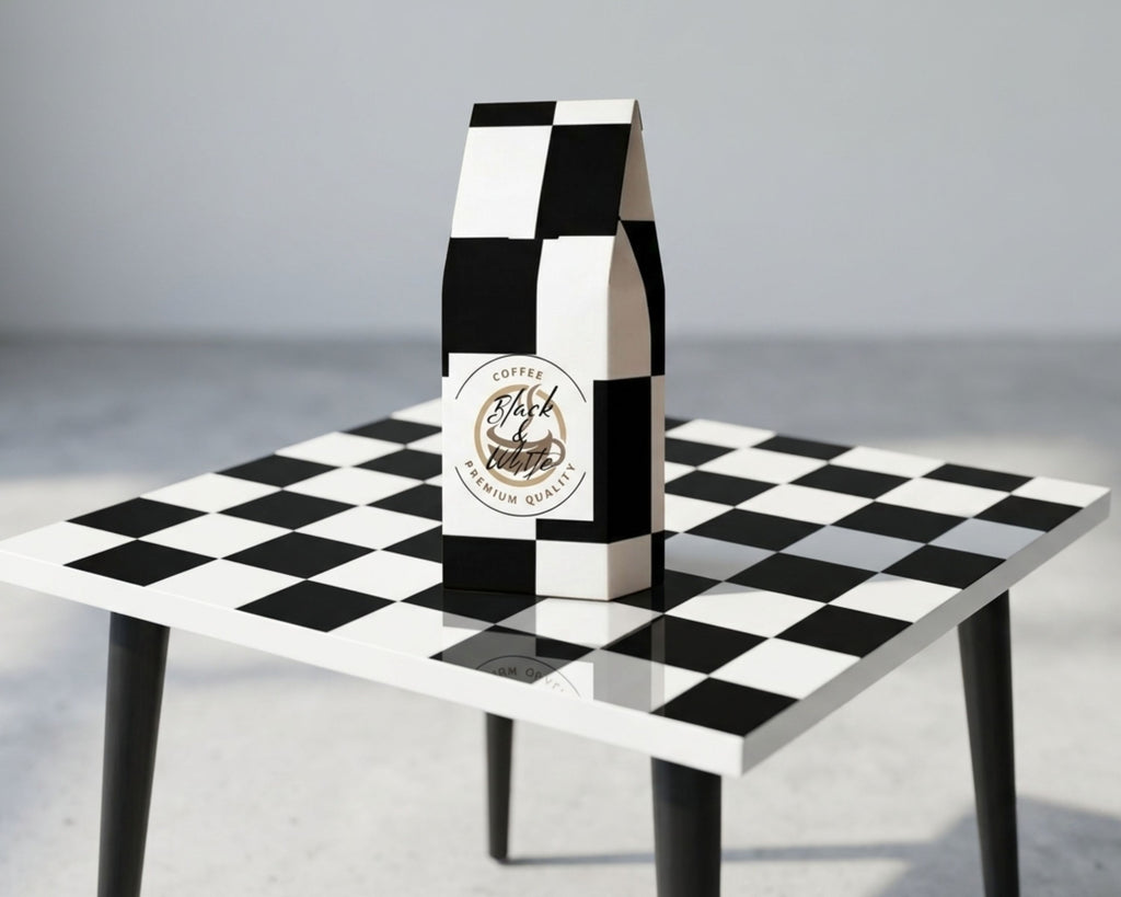 Black & White Checkered Coffee Table – Handmade Designer Accent Table